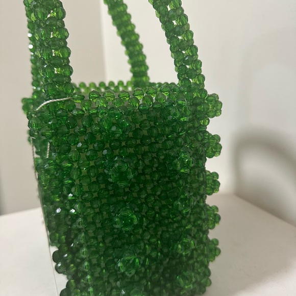Handcrafted Emerald Pearl Beaded Mini Bag - Picture 2 of 8
